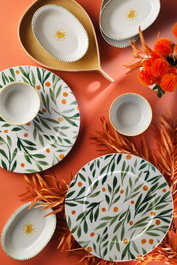 Hermia Juego de Desayuno de Porcelana Multicolor de 8 Piezas